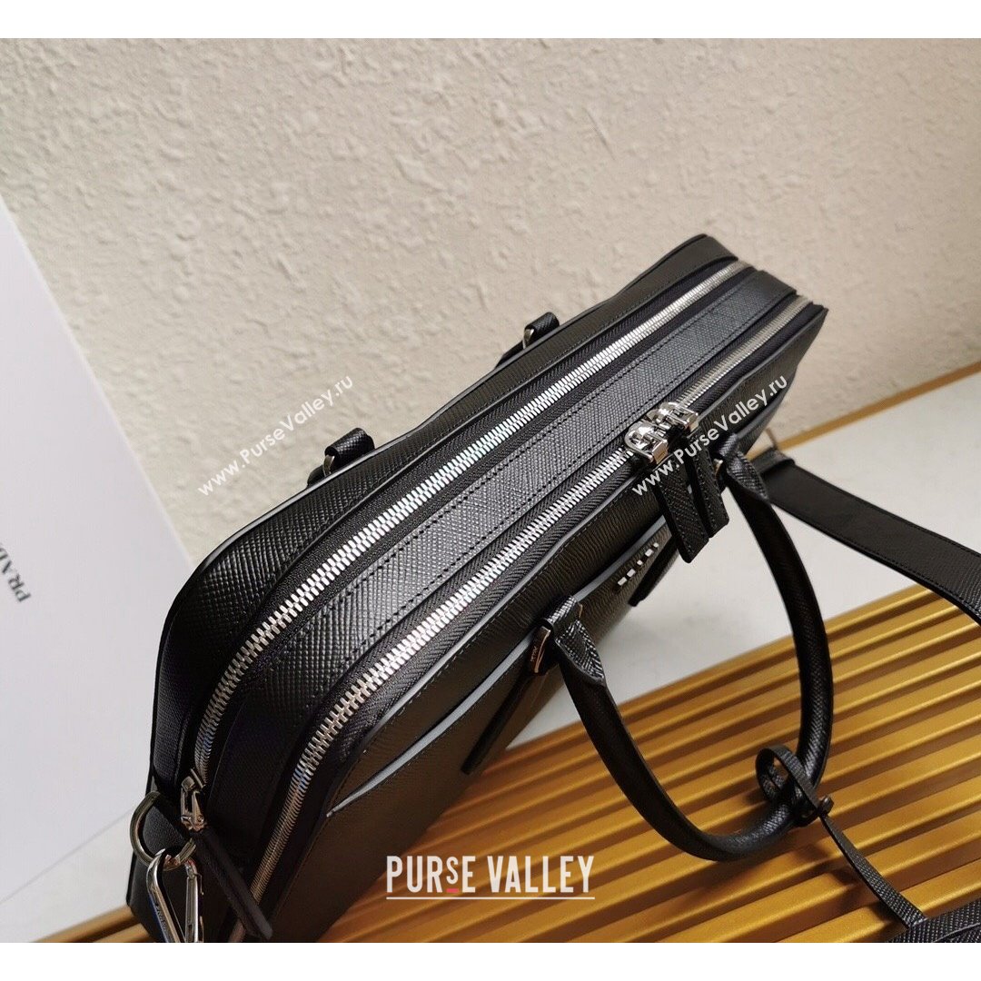 Prada Mens Saffiano Leather Business Briefcase Bag 2VE366 Black 2021 (YZ-21090919)