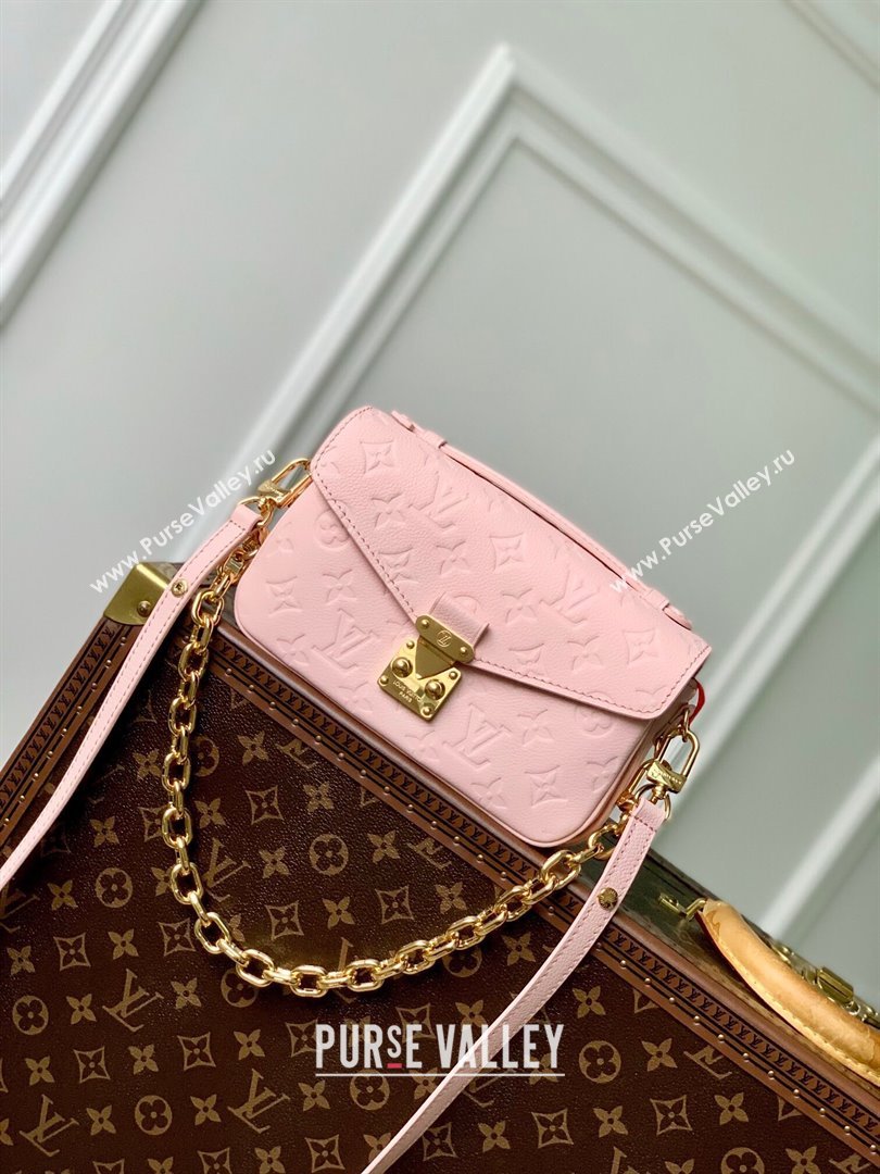 Louis Vuitton Pochette Metis East West Bag in Monogram Grained Calfskin M47045 Pink 2024 (K-24061719)