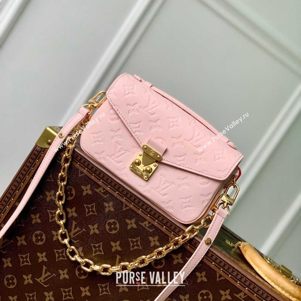 Louis Vuitton Pochette Metis East West Bag in Monogram Grained Calfskin M47045 Pink 2024 (K-24061719)