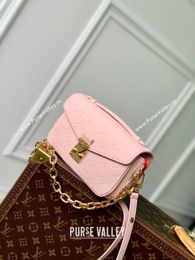 Louis Vuitton Pochette Metis East West Bag in Monogram Grained Calfskin M47045 Pink 2024 (K-24061719)