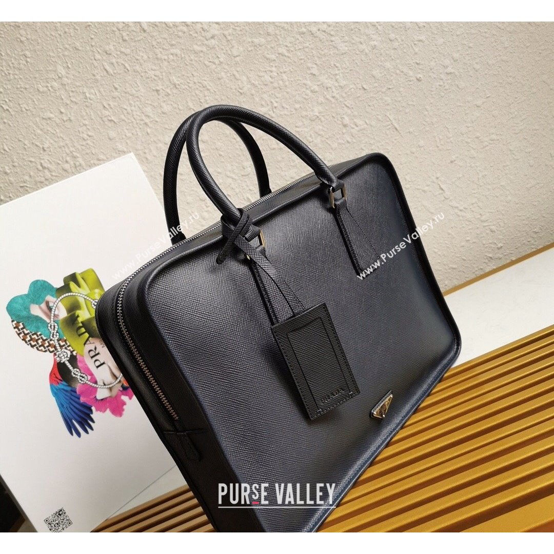 Prada Mens Saffiano Leather Business Briefcase Bag 2VH1026 Dark Blue 2021 (YZ-21090920)