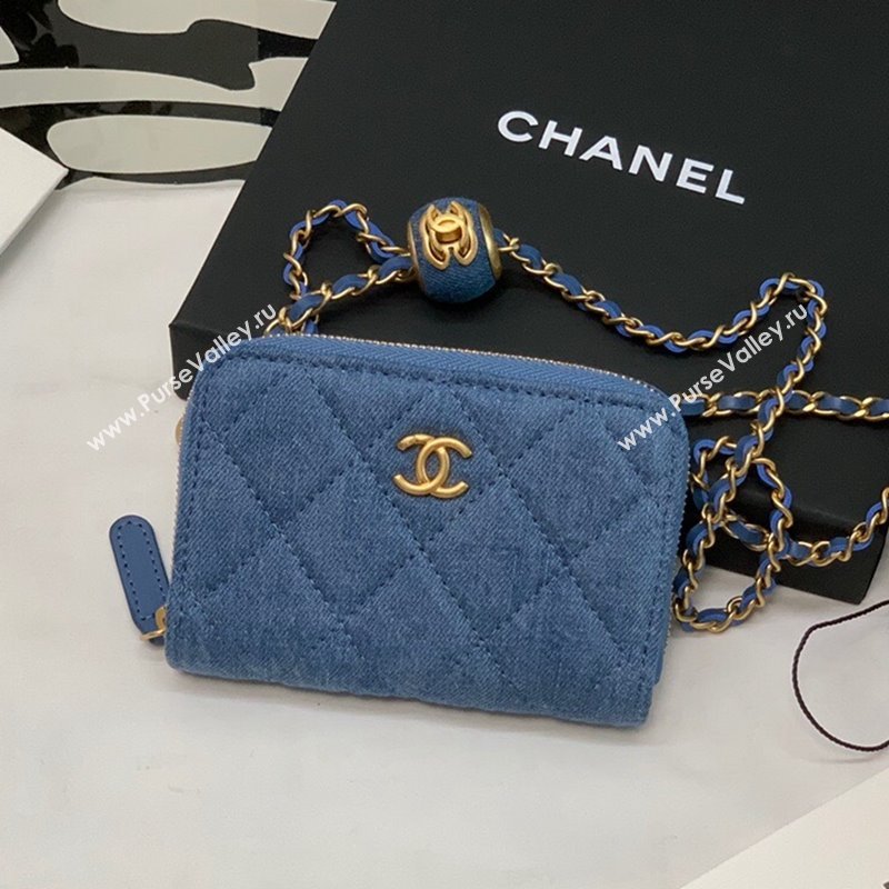 Chanel Denim Clutch with Chain and Ball AP2462 Dark Blue 2022 (JY-22010438)