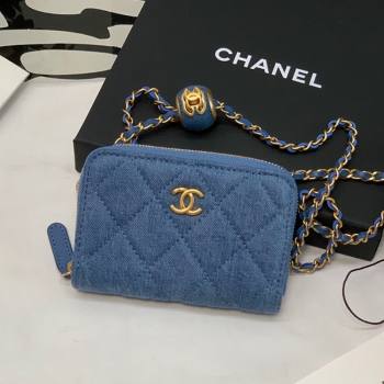 Chanel Denim Clutch with Chain and Ball AP2462 Dark Blue 2022 (JY-22010438)