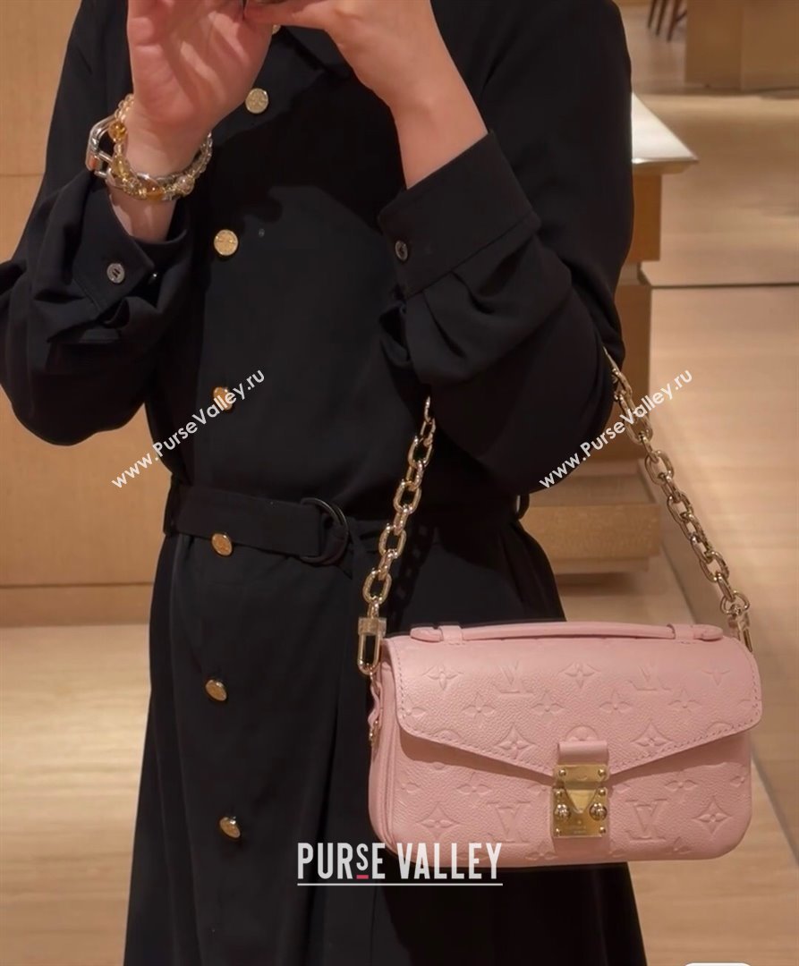 Louis Vuitton Pochette Metis East West Bag in Monogram Grained Calfskin M47045 Pink 2024 (K-24061719)