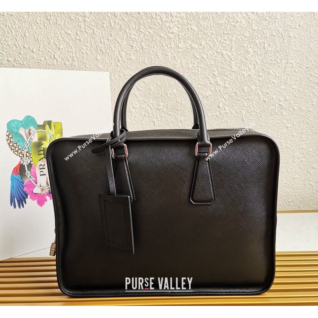 Prada Mens Saffiano Leather Business Briefcase Bag 2VH1026 Black 2021 (YZ-21090921)