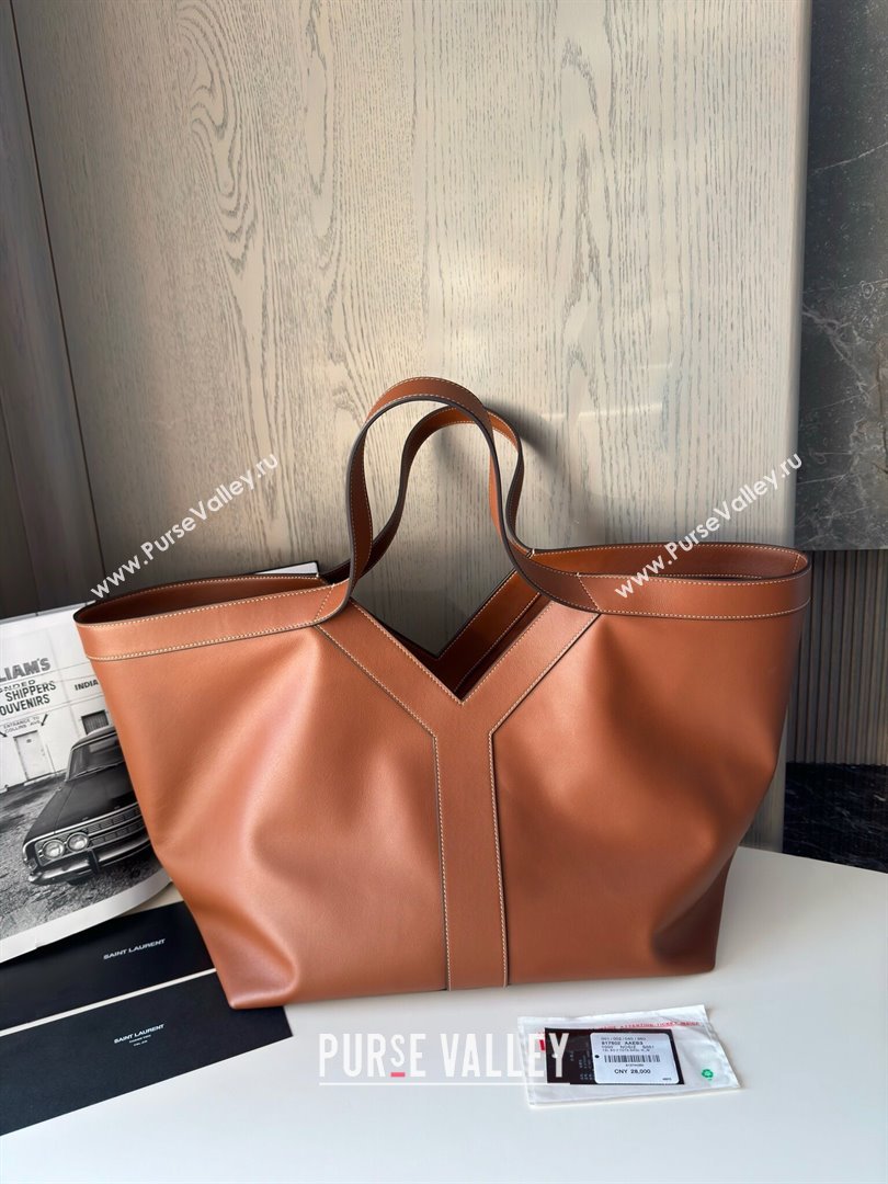 Saint Laurent Y Tote Bag in Finely Grained Leather 817602 Brown 2024 Top Quality (HS-24121319)