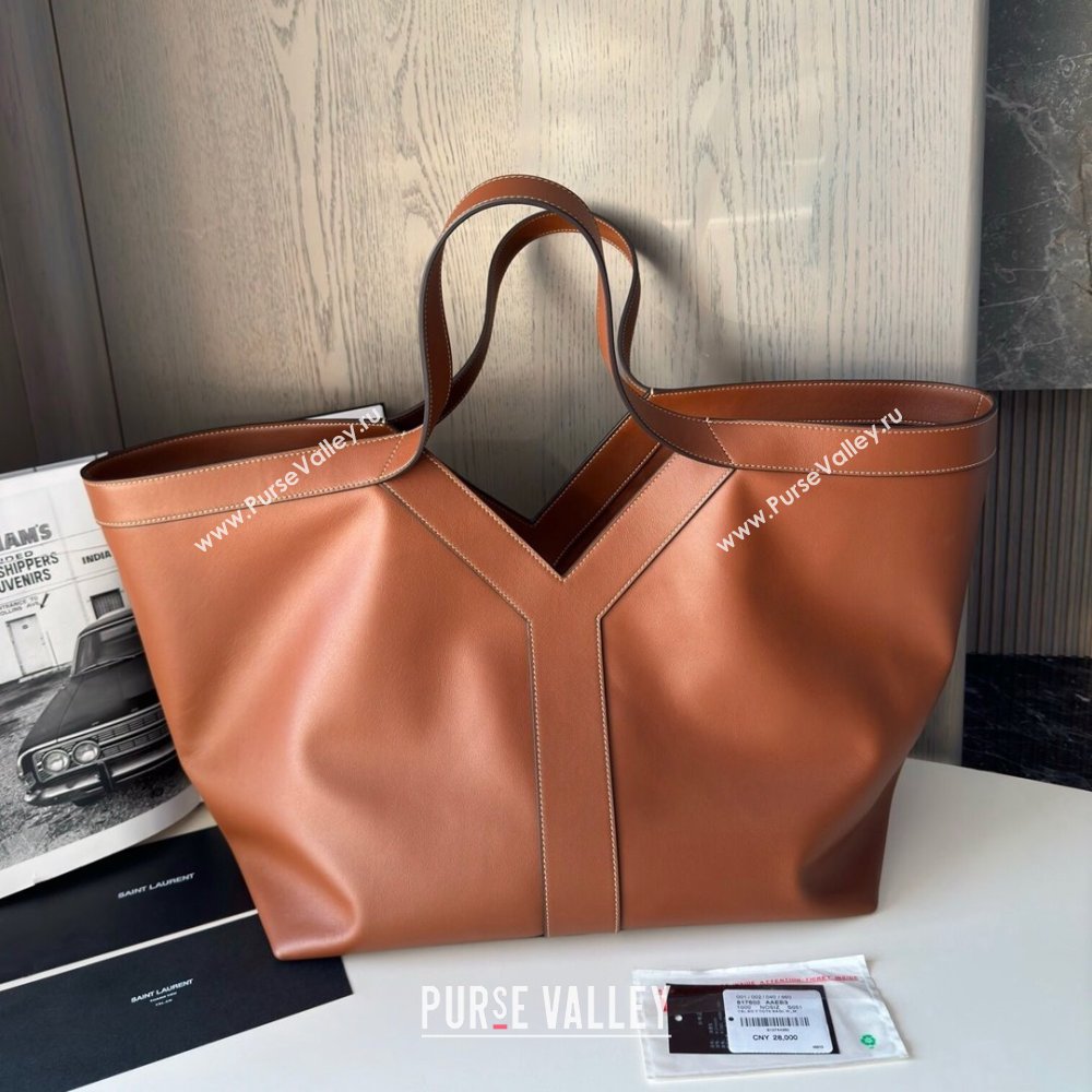 Saint Laurent Y Tote Bag in Finely Grained Leather 817602 Brown 2024 Top Quality (HS-24121319)