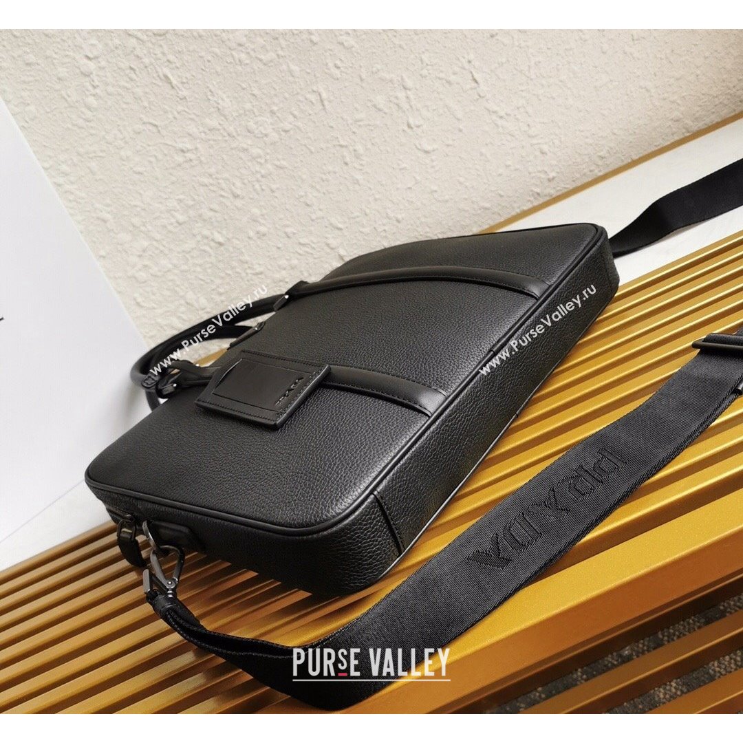 Prada Mens Grained Leather Business Briefcase Bag 2VE368 Black 2021 (YZ-21090922)