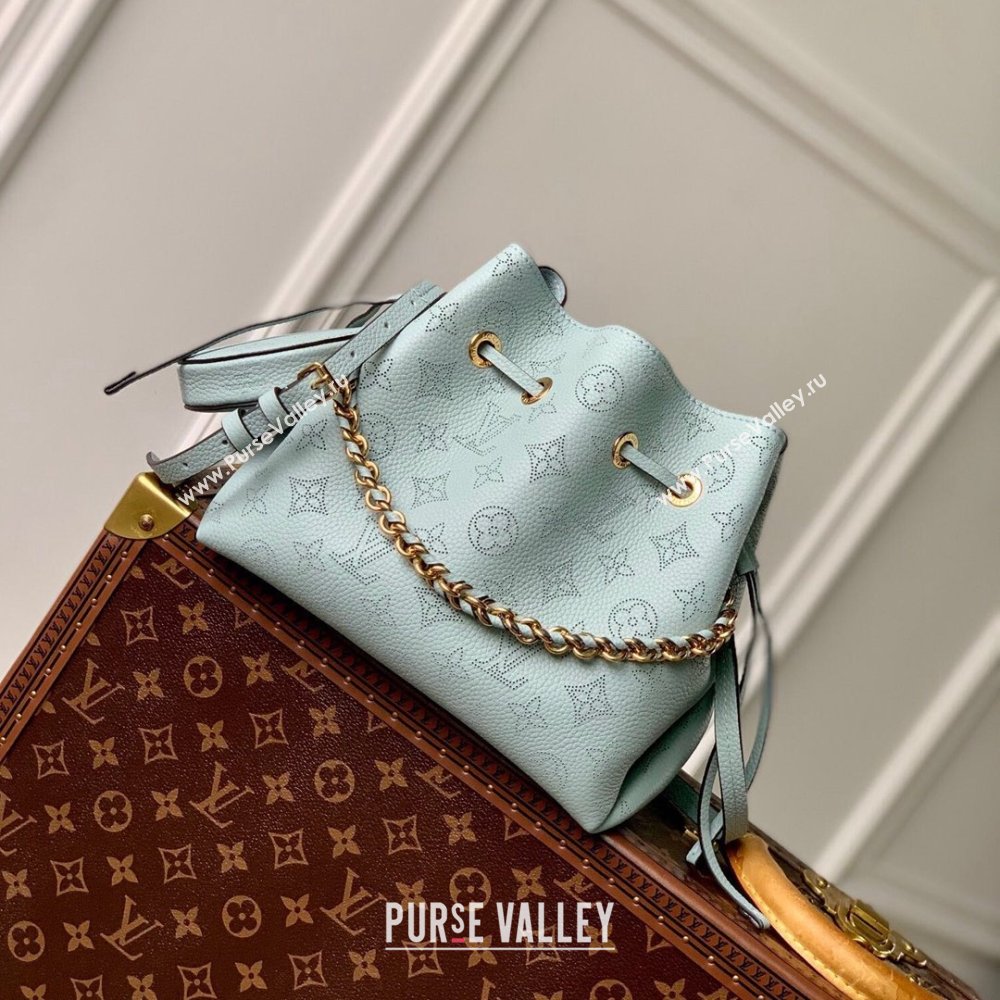Louis Vuitton Bella Bucket Bag in Perforated Mahina Calfskin M25147 Mineral Blue 2025 (KI-250121009)