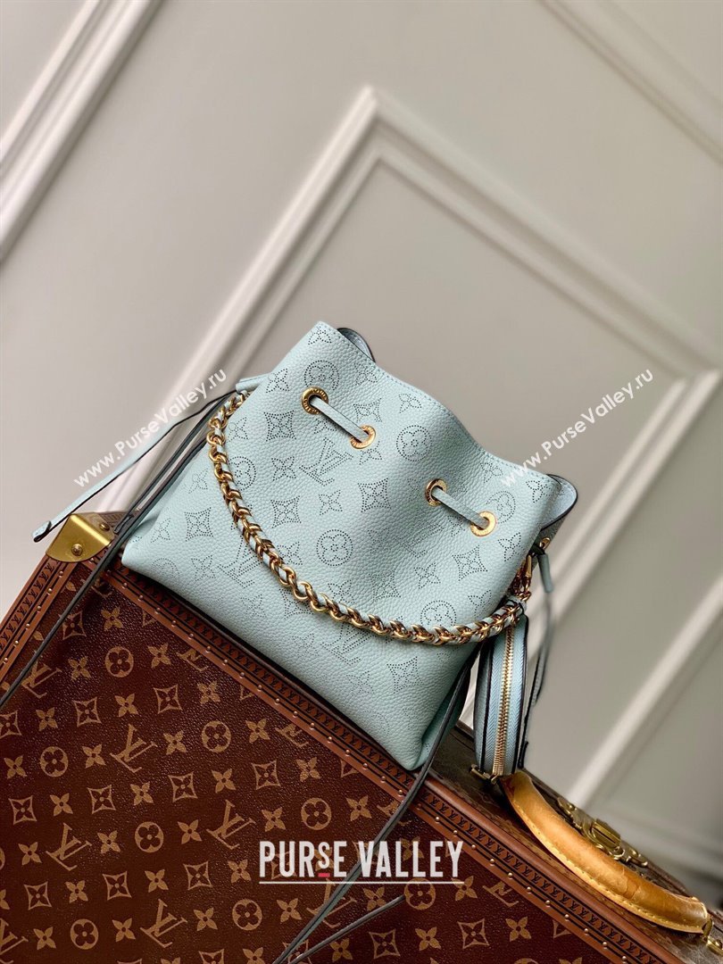 Louis Vuitton Bella Bucket Bag in Perforated Mahina Calfskin M25147 Mineral Blue 2025 (KI-250121009)