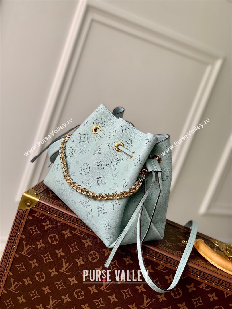 Louis Vuitton Bella Bucket Bag in Perforated Mahina Calfskin M25147 Mineral Blue 2025 (KI-250121009)