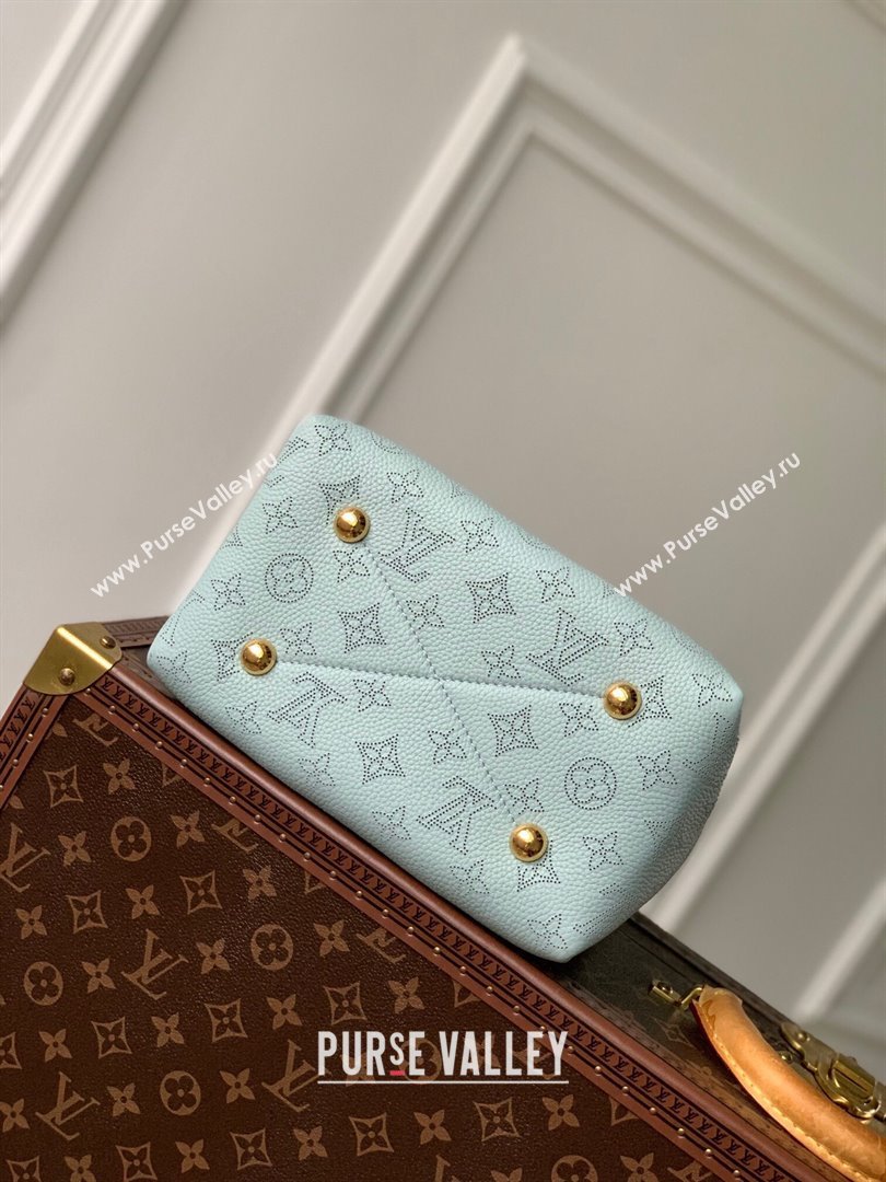 Louis Vuitton Bella Bucket Bag in Perforated Mahina Calfskin M25147 Mineral Blue 2025 (KI-250121009)