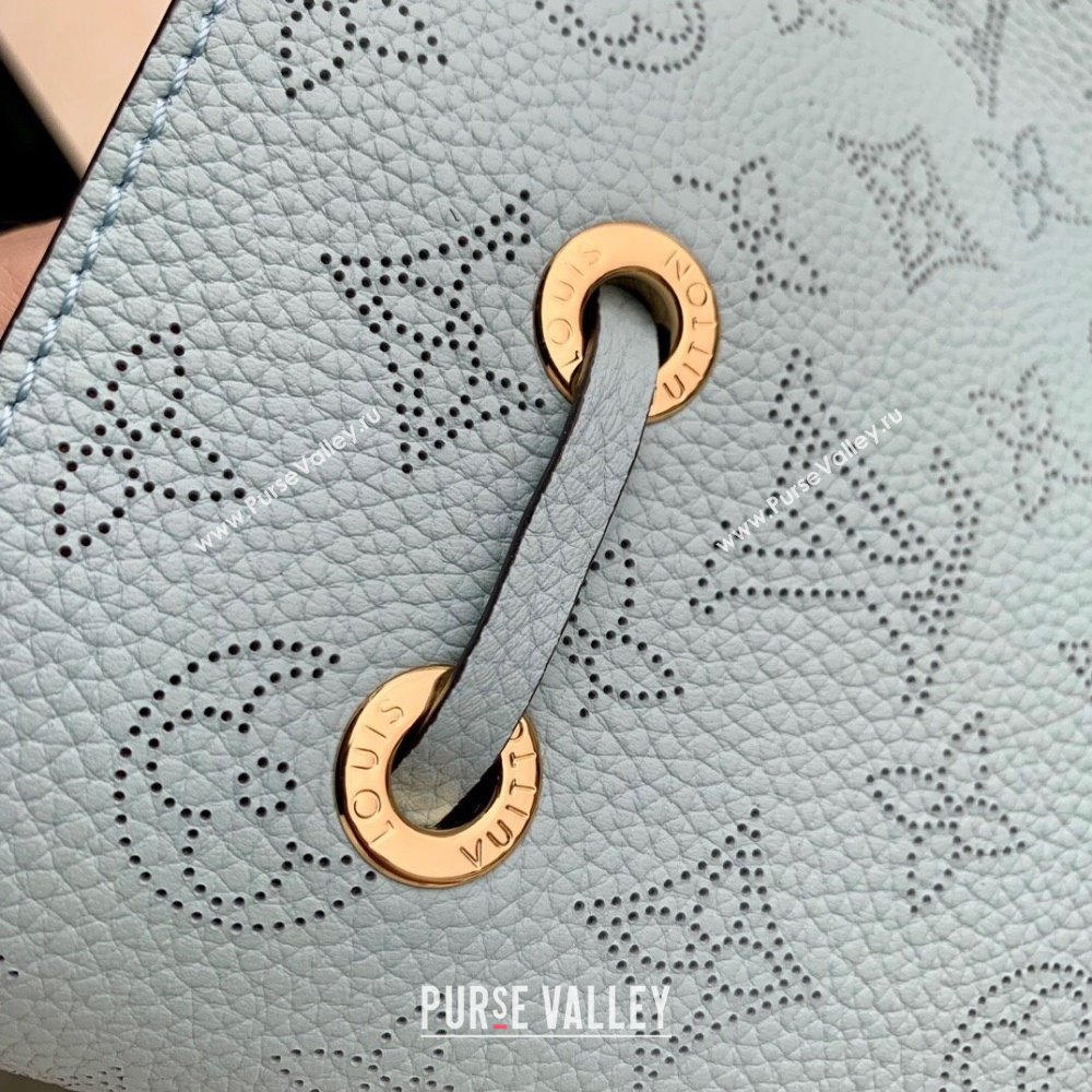 Louis Vuitton Bella Bucket Bag in Perforated Mahina Calfskin M25147 Mineral Blue 2025 (KI-250121009)