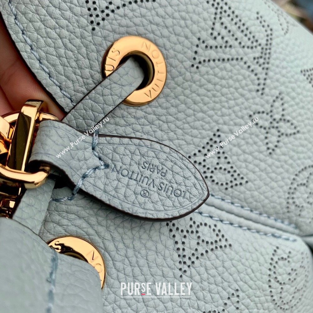 Louis Vuitton Bella Bucket Bag in Perforated Mahina Calfskin M25147 Mineral Blue 2025 (KI-250121009)