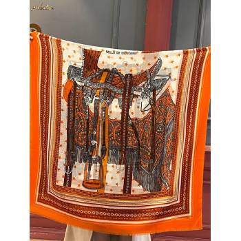 Hermes Cashmere Long Scarf 200x100cm H11735 Orange 2023 (A-23111735)