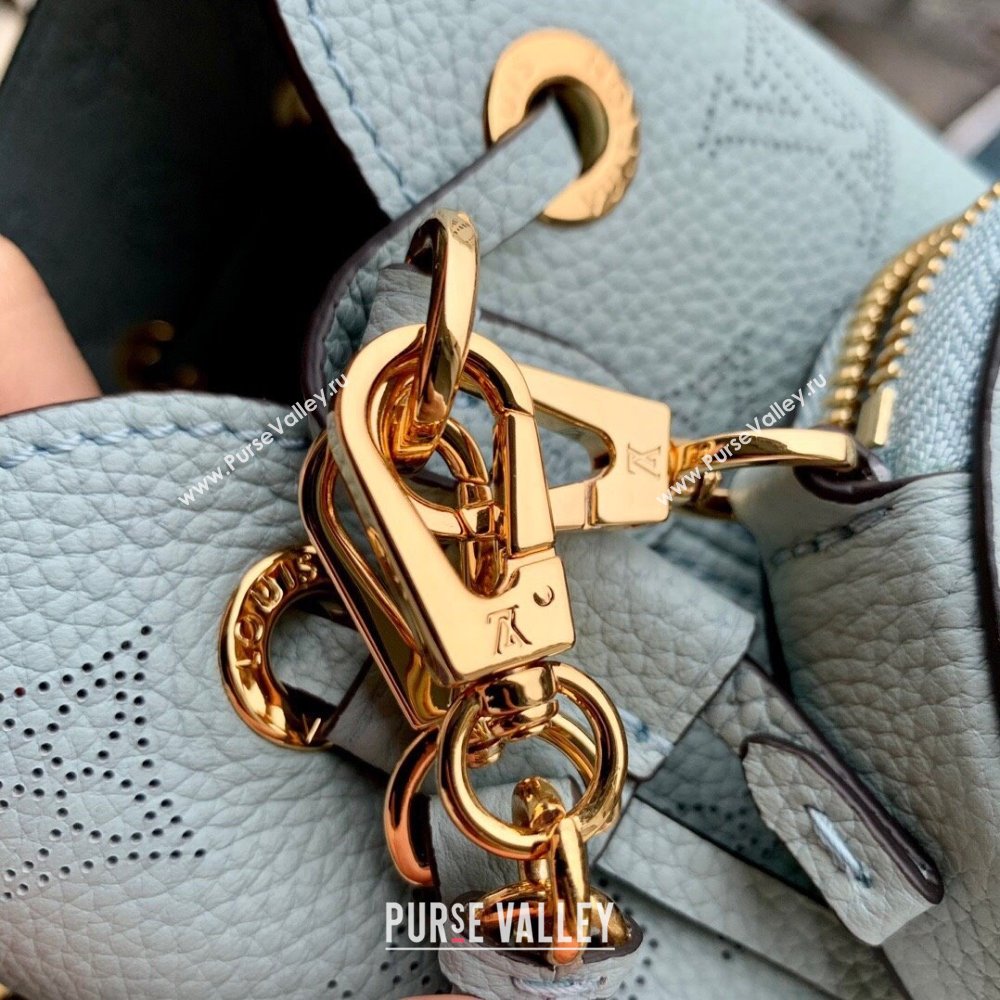 Louis Vuitton Bella Bucket Bag in Perforated Mahina Calfskin M25147 Mineral Blue 2025 (KI-250121009)