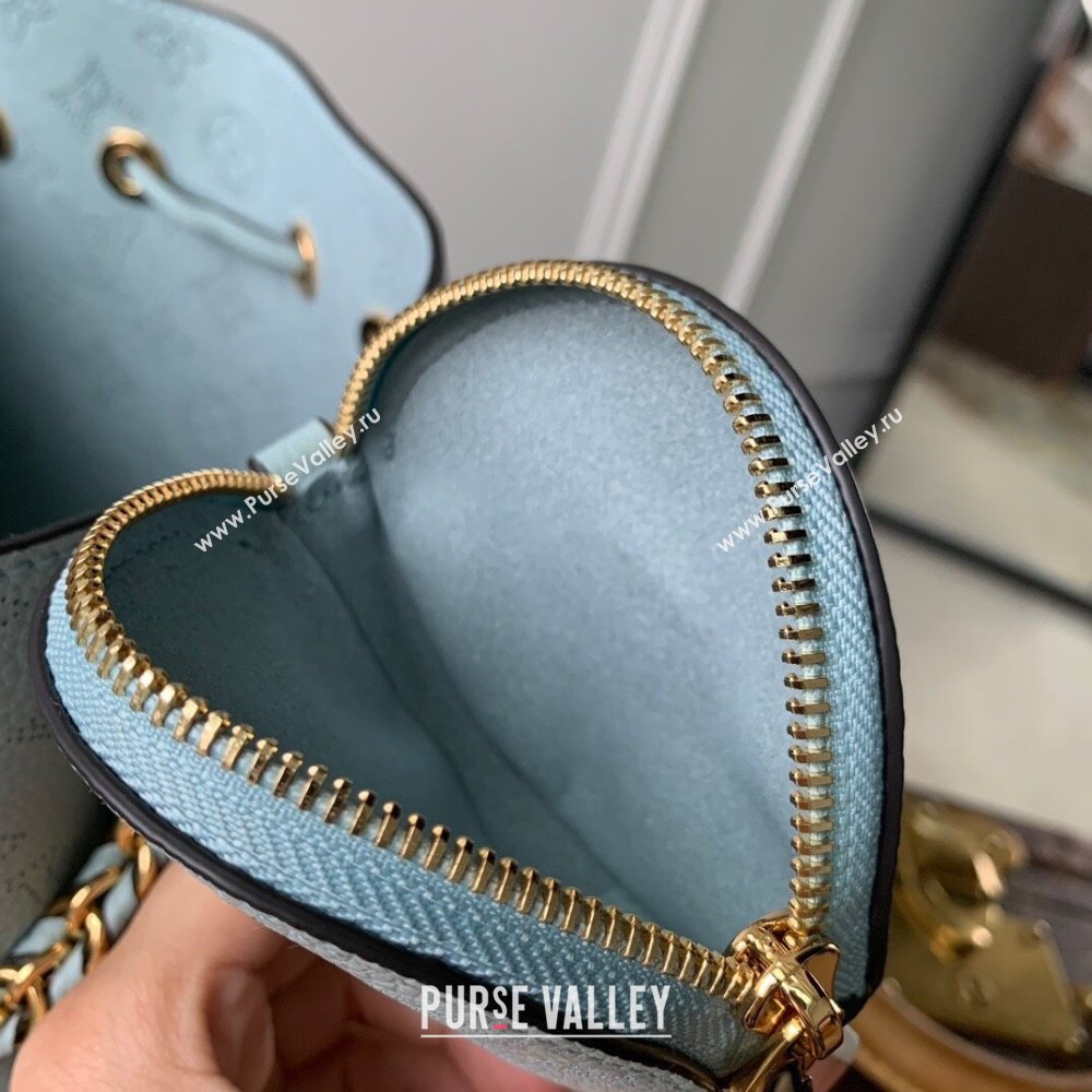 Louis Vuitton Bella Bucket Bag in Perforated Mahina Calfskin M25147 Mineral Blue 2025 (KI-250121009)