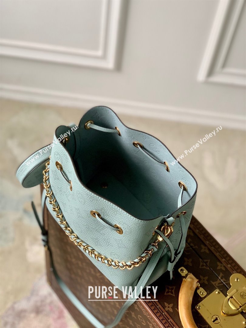 Louis Vuitton Bella Bucket Bag in Perforated Mahina Calfskin M25147 Mineral Blue 2025 (KI-250121009)