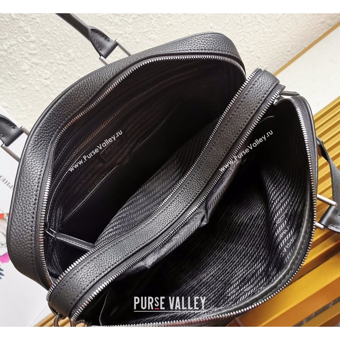 Prada Mens Grained Leather Business Briefcase Bag 2VE366 Black 2021 (YZ-21090923)