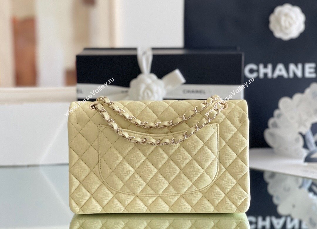 Chanel Grained Calfskin Medium Classic Flap Bag A01112 Chick Yellow/Light Gold 2024 Original Quality (MHE-24061801)