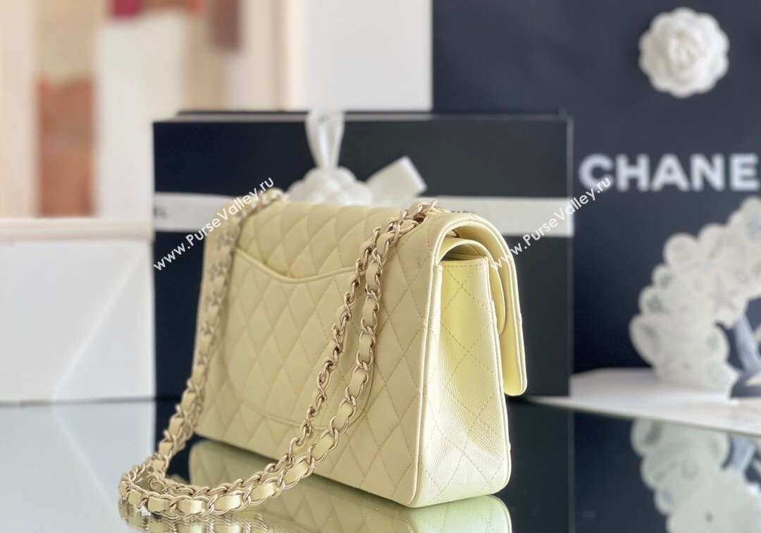 Chanel Grained Calfskin Medium Classic Flap Bag A01112 Chick Yellow/Light Gold 2024 Original Quality (MHE-24061801)