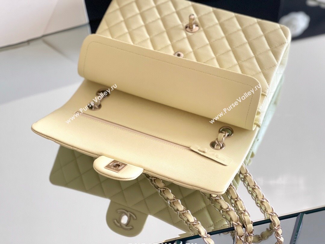 Chanel Grained Calfskin Medium Classic Flap Bag A01112 Chick Yellow/Light Gold 2024 Original Quality (MHE-24061801)