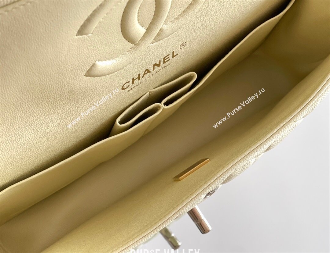 Chanel Grained Calfskin Medium Classic Flap Bag A01112 Chick Yellow/Light Gold 2024 Original Quality (MHE-24061801)