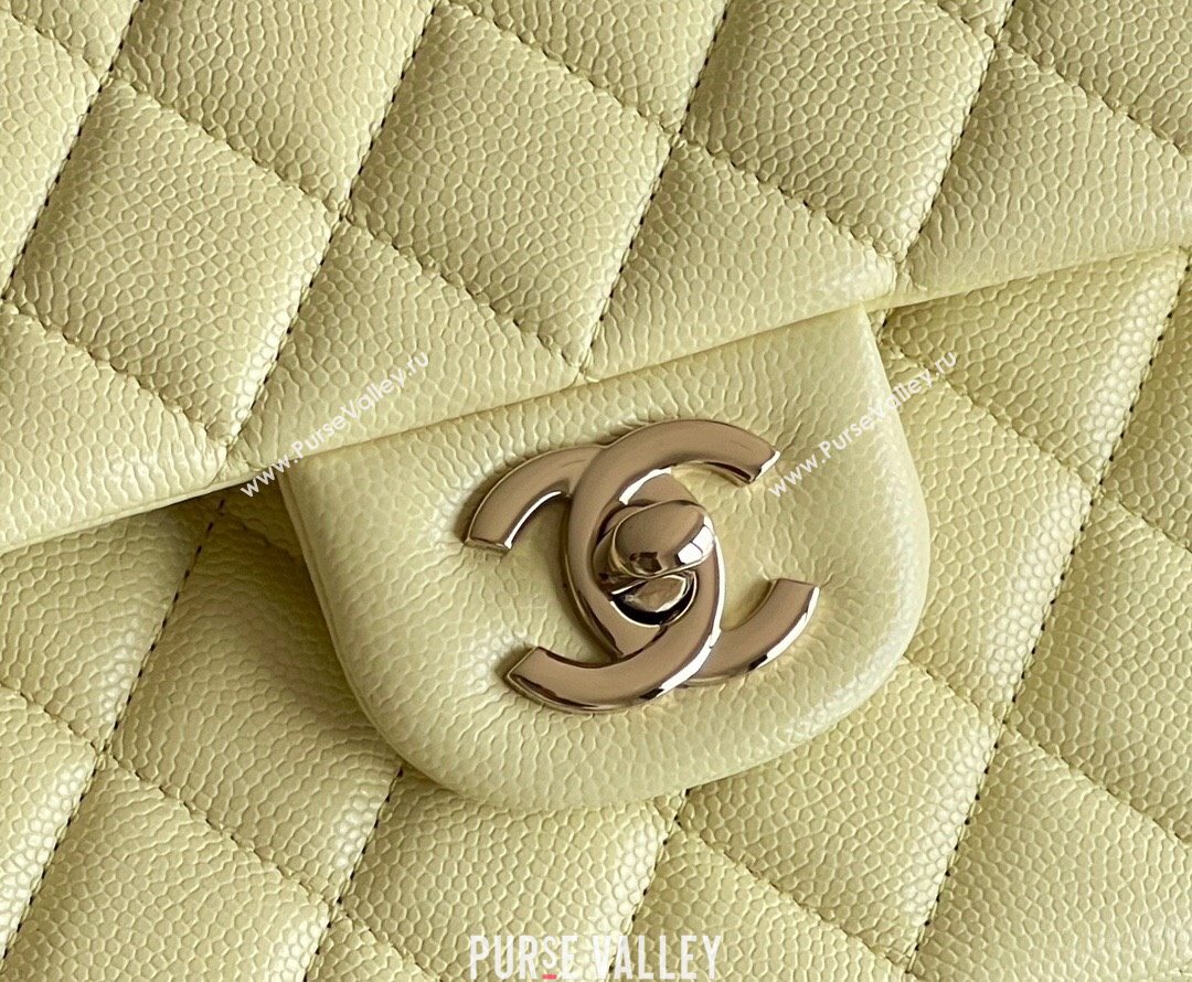 Chanel Grained Calfskin Medium Classic Flap Bag A01112 Chick Yellow/Light Gold 2024 Original Quality (MHE-24061801)