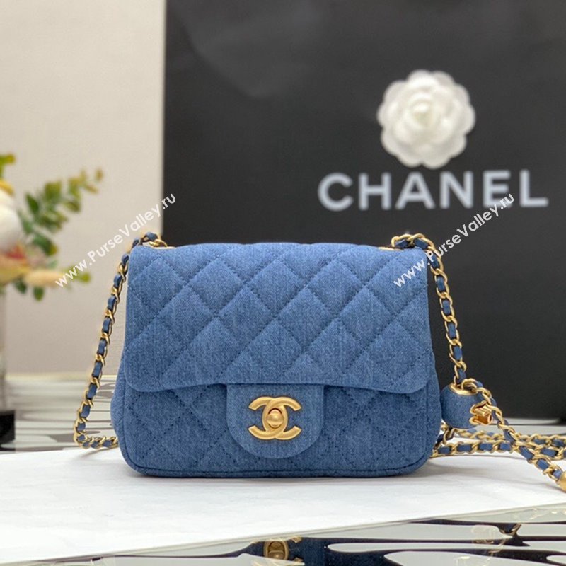 Chanel Denim Mini Sqaure Flap Bag with Ball AS1786 Dark Blue 2022 32 (JY-22010432)