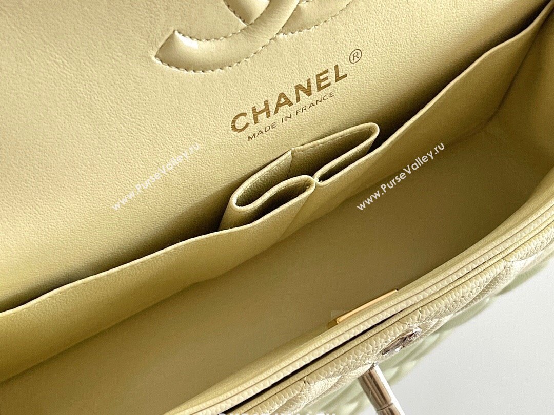 Chanel Grained Calfskin Small Classic Flap Bag A01116 Chick Yellow/Light Gold 2023 Original Quality (MHE-24061802)