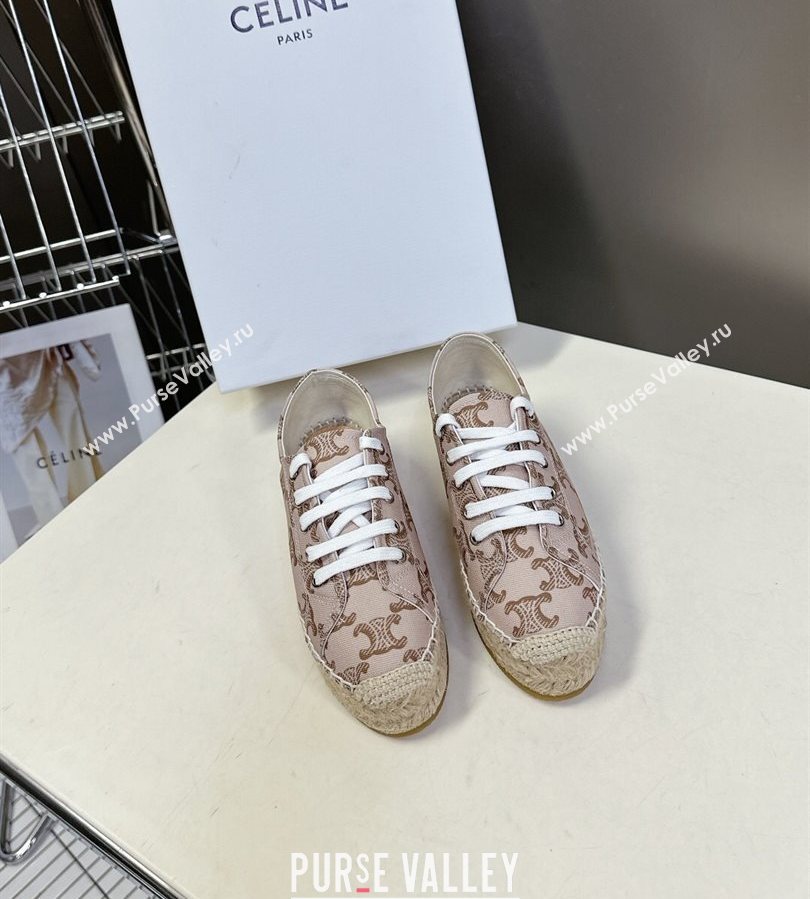 Celine Lace-up Platform Les Espadrilles in Triomphe Canvas Pink 2025 (HQG-250709089)
