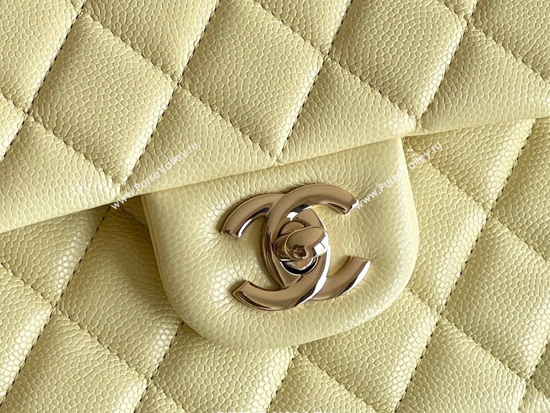 Chanel Grained Calfskin Small Classic Flap Bag A01116 Chick Yellow/Light Gold 2023 Original Quality (MHE-24061802)