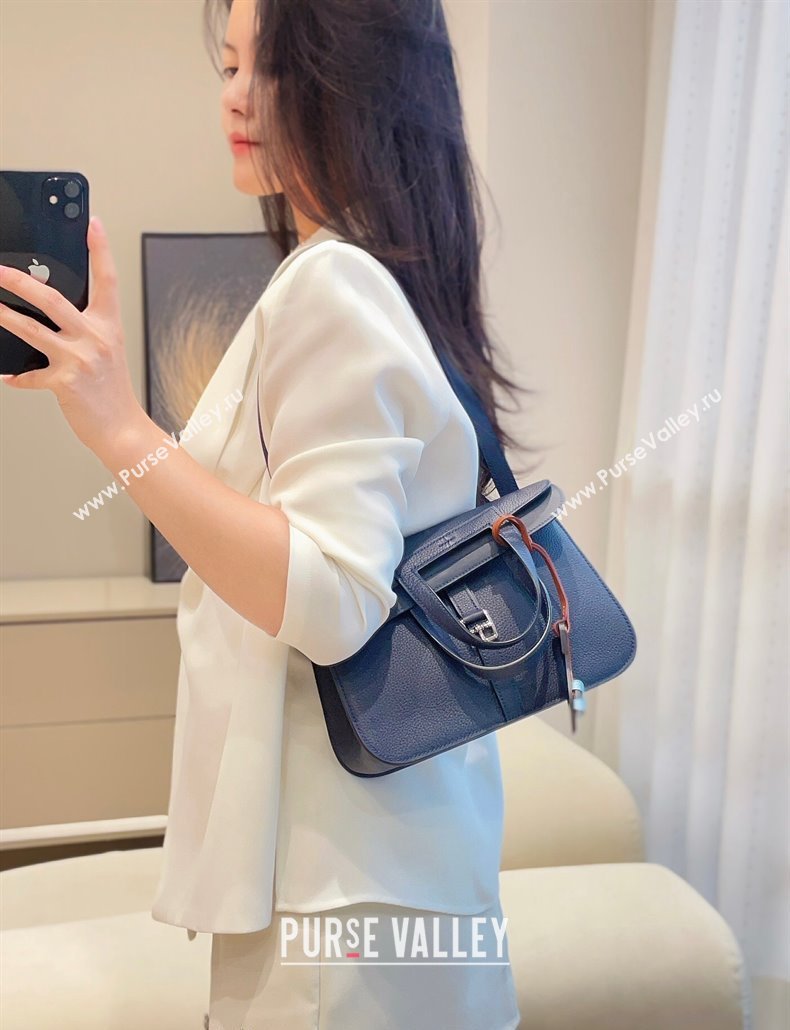 Hermes Halzan 25cm Bag in Togo Calfskin Midnight Blue 2024 H092501 (FLB-240925004)