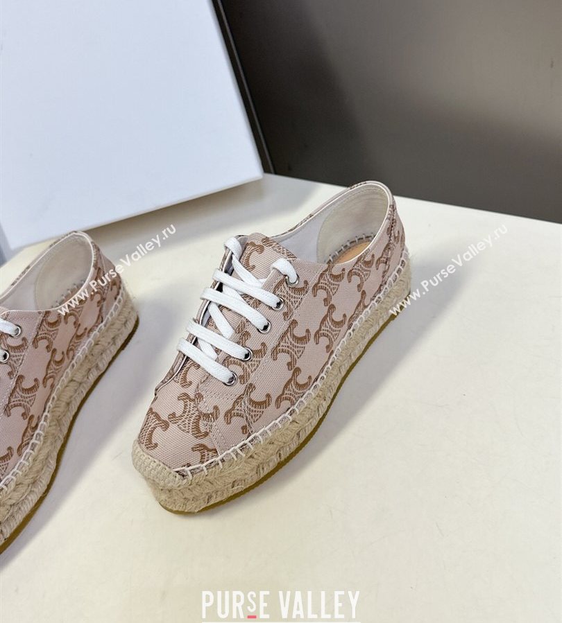 Celine Lace-up Platform Les Espadrilles in Triomphe Canvas Pink 2025 (HQG-250709089)