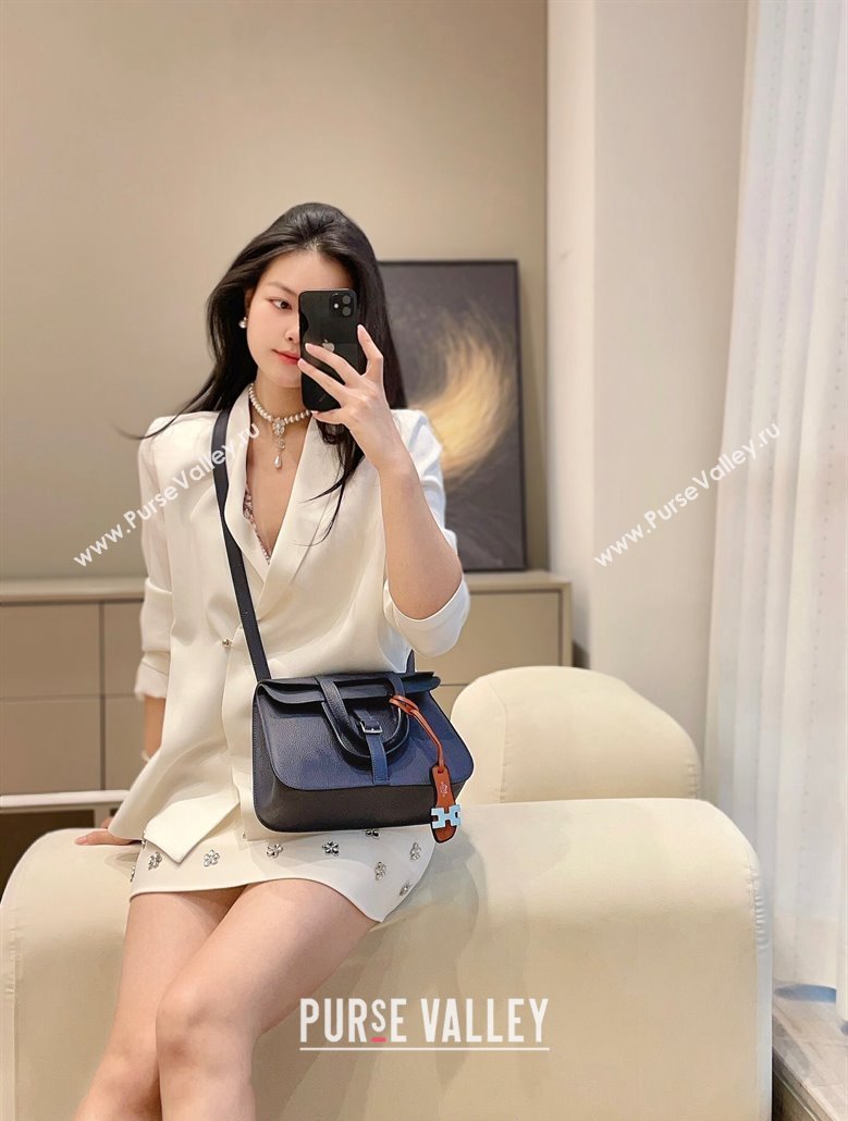 Hermes Halzan 25cm Bag in Togo Calfskin Midnight Blue 2024 H092501 (FLB-240925004)