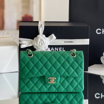 Chanel Grained Calfskin Small Classic Flap Bag A01116 Green/Light Gold 2023 Original Quality (MHE-24061804)