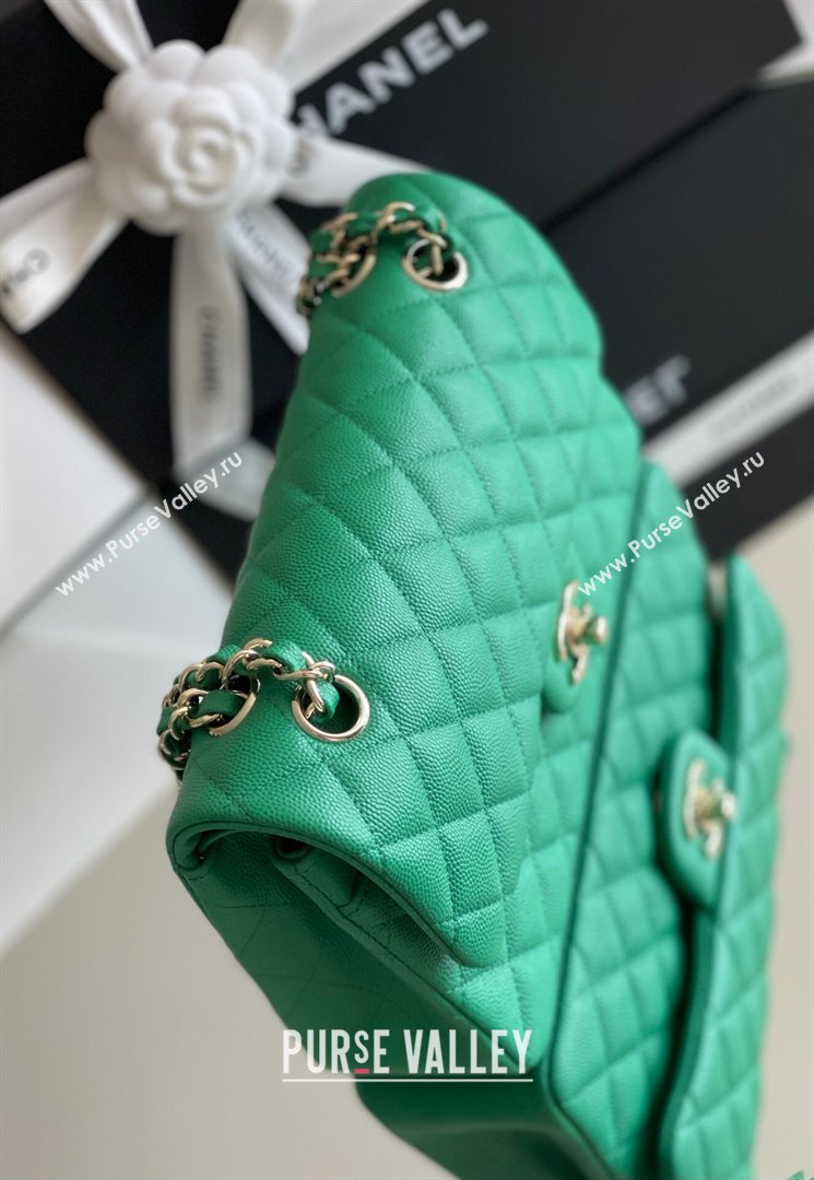 Chanel Grained Calfskin Small Classic Flap Bag A01116 Green/Light Gold 2023 Original Quality (MHE-24061804)