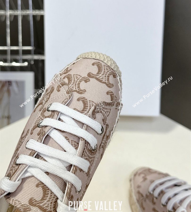 Celine Lace-up Platform Les Espadrilles in Triomphe Canvas Pink 2025 (HQG-250709089)