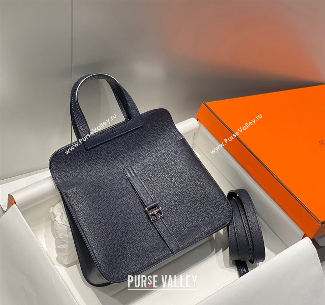 Hermes Halzan 25cm Bag in Togo Calfskin Midnight Blue 2024 H092501 (FLB-240925004)