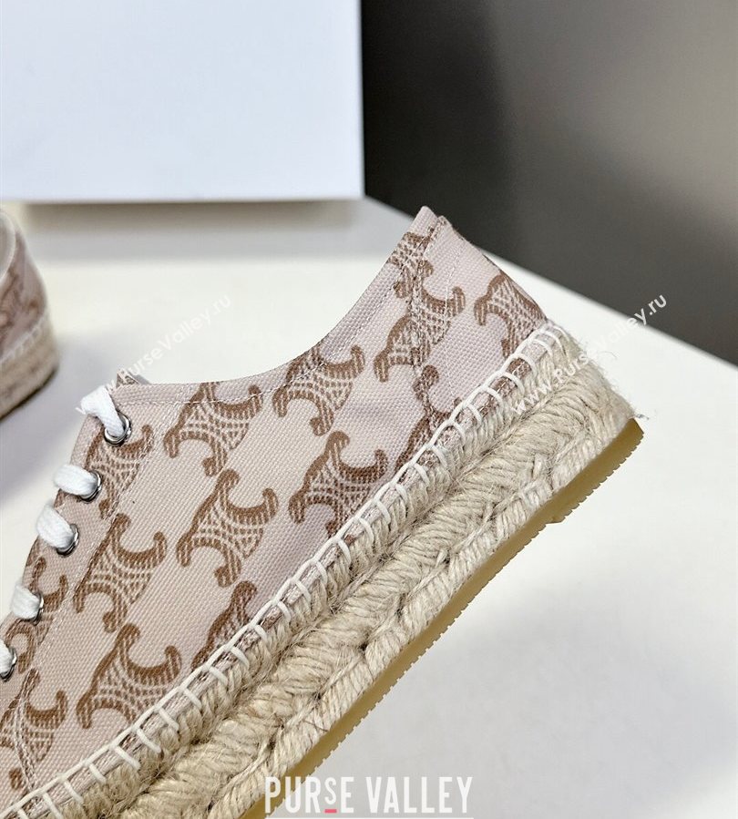 Celine Lace-up Platform Les Espadrilles in Triomphe Canvas Pink 2025 (HQG-250709089)