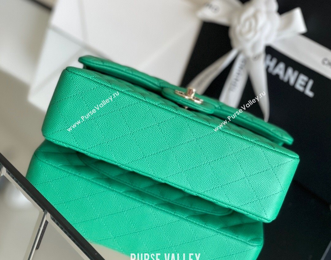 Chanel Grained Calfskin Small Classic Flap Bag A01116 Green/Light Gold 2023 Original Quality (MHE-24061804)