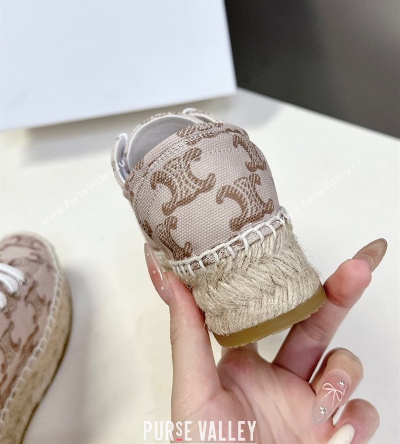 Celine Lace-up Platform Les Espadrilles in Triomphe Canvas Pink 2025 (HQG-250709089)