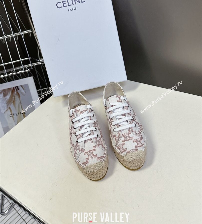 Celine Lace-up Platform Les Espadrilles in Triomphe Canvas White 2025 (HQG-250709090)
