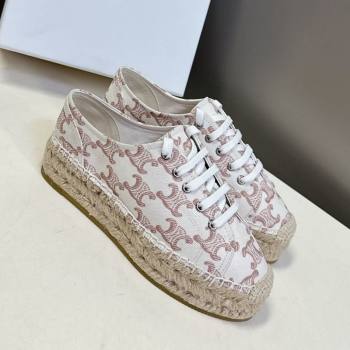 Celine Lace-up Platform Les Espadrilles in Triomphe Canvas White 2025 (HQG-250709090)