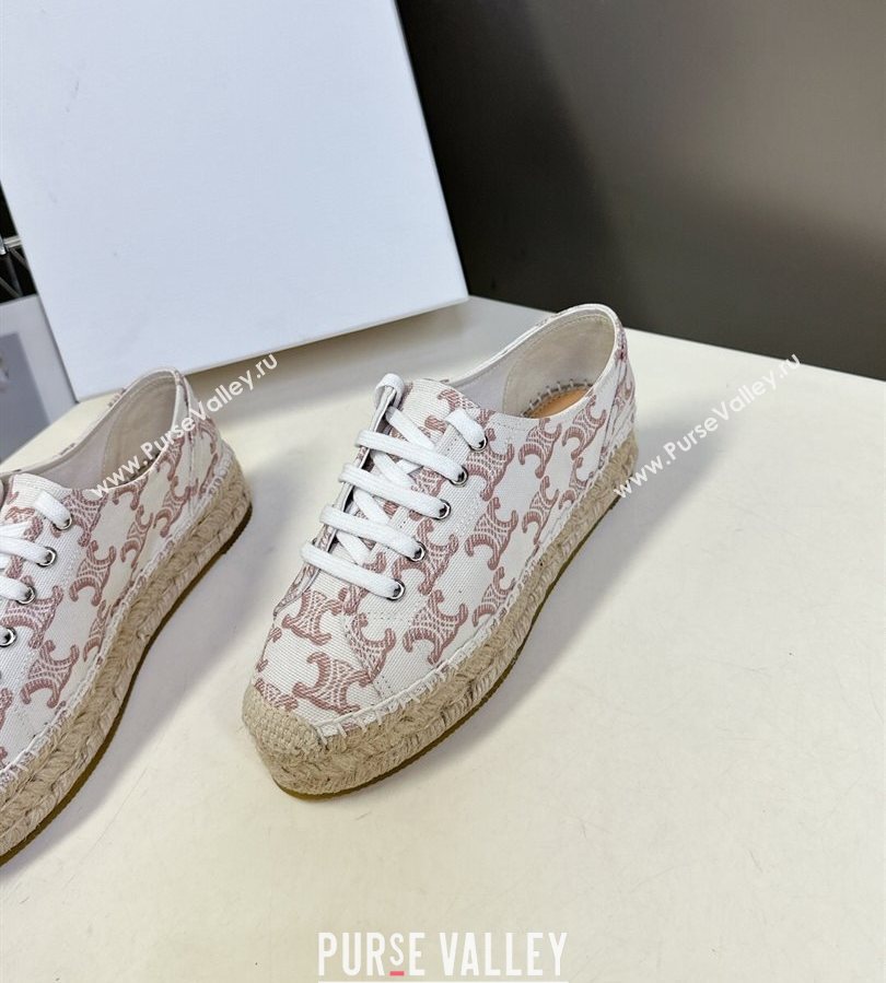 Celine Lace-up Platform Les Espadrilles in Triomphe Canvas White 2025 (HQG-250709090)