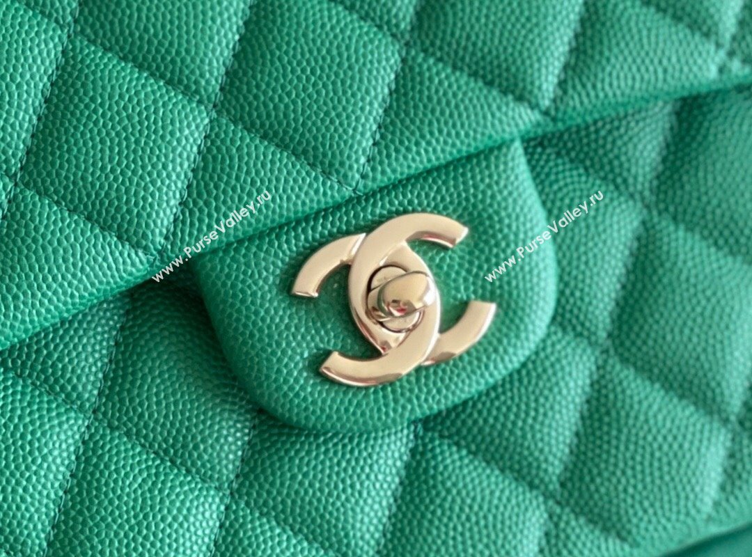 Chanel Grained Calfskin Small Classic Flap Bag A01116 Green/Light Gold 2023 Original Quality (MHE-24061804)