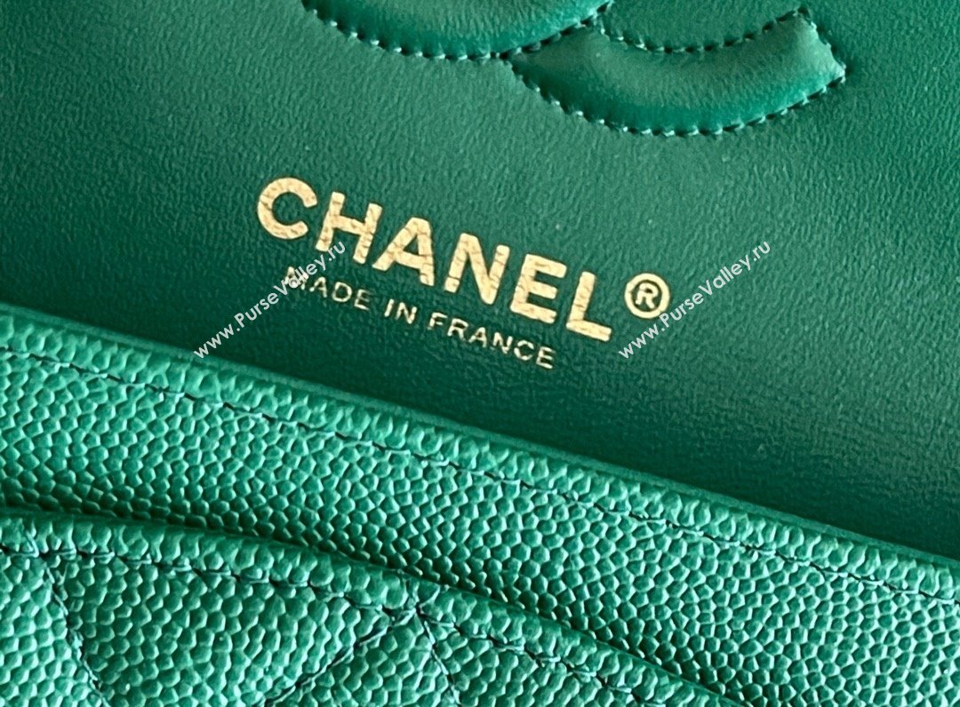 Chanel Grained Calfskin Small Classic Flap Bag A01116 Green/Light Gold 2023 Original Quality (MHE-24061804)