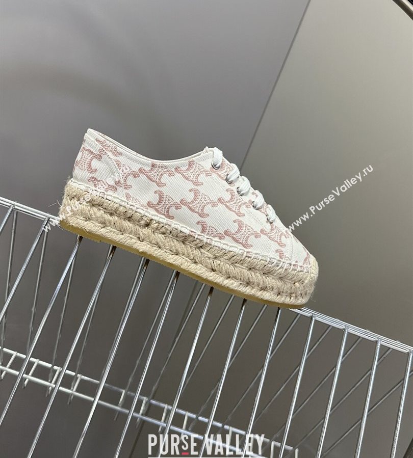 Celine Lace-up Platform Les Espadrilles in Triomphe Canvas White 2025 (HQG-250709090)
