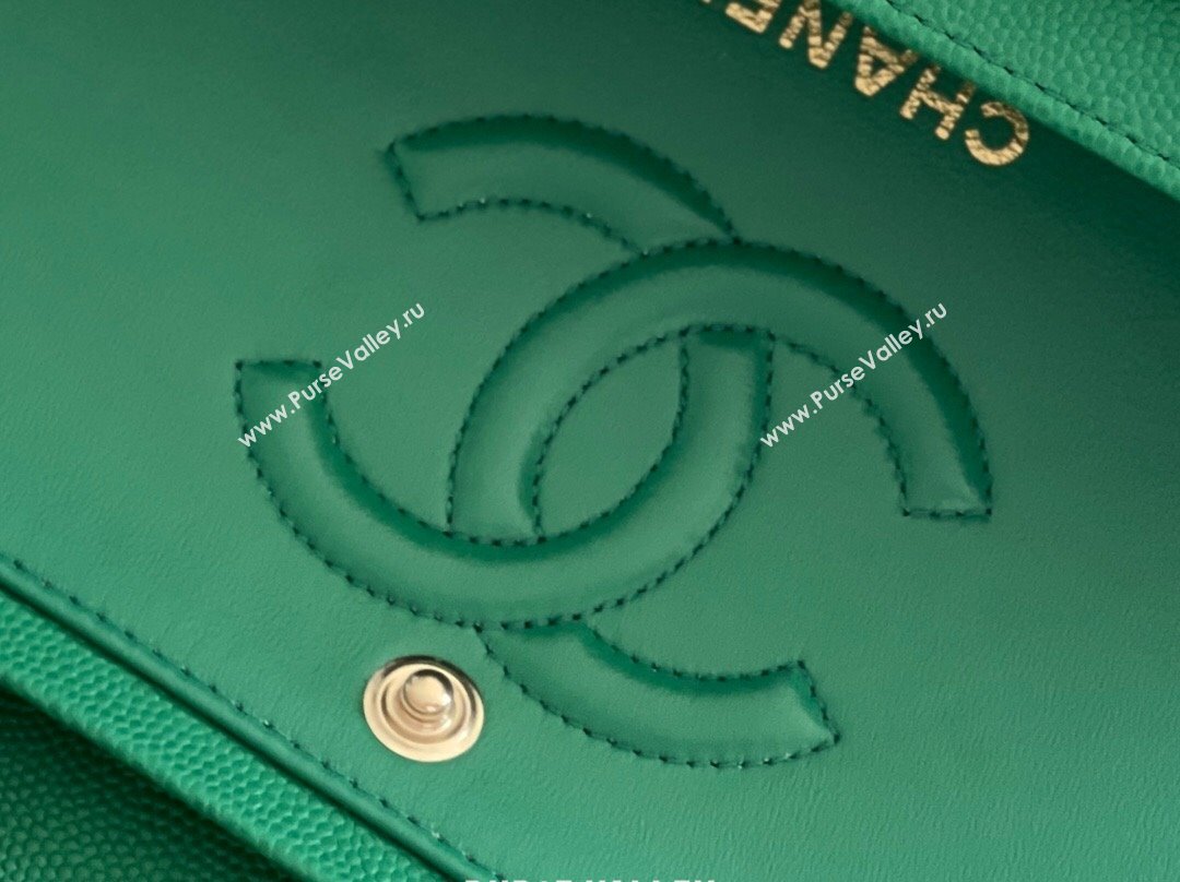 Chanel Grained Calfskin Small Classic Flap Bag A01116 Green/Light Gold 2023 Original Quality (MHE-24061804)