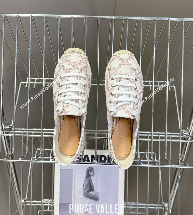 Celine Lace-up Platform Les Espadrilles in Triomphe Canvas White 2025 (HQG-250709090)